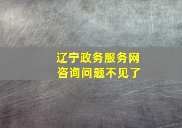 辽宁政务服务网 咨询问题不见了